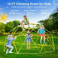 10 FT Climbing Dome for Kids Jungle Gym Park Dome Climber w/ Swing Playground US
