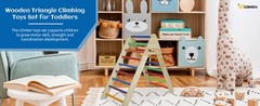 Wooden Foldable Climbing Triangle Ladder Montessori Play Gym For Kids 1-7
