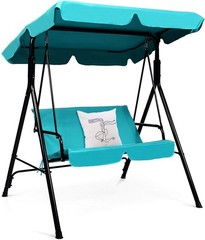 2 Person Turquoise Outdoor Swing with Canopy