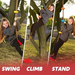 Outdoor Tree Swing for Kids – 6 Ft Climbing Rope, Carabiner & Strap, Multi-Color