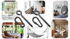 4 Pack Stainless Steel Screw Eye Hooks with Snap Hooks for Hammock Hanging