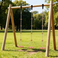 All-Wood Acacia 2-in-1 Swing Set with Adjustable Height – Up to 50 kg Capacity