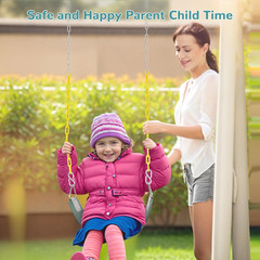 Swing Set Seat with Metal Triangle Ring & 66Inch Anti-Rust Chains, Swing Access