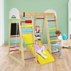 Indoor Playground Climbing Gym Kids Wooden 8 in 1 Climber Playset for Children