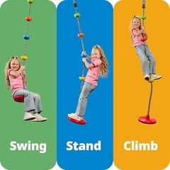 Tree Swing for Kids – Single Disc Seat and Rainbow Climbing Multicolor Yellow
