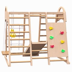 7-in-1 Indoor Jungle Gym Wooden Playground Playset Climb Set for Kids 2-6yrs US