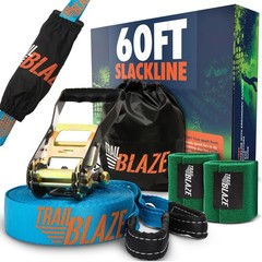 60ft Slackline Kit for Kids & Adults – Ninja Warrior Obstacle Course, Outdoor Fu