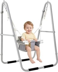 Baby Swing Set for Toddlers 6-36 Months, Foldable & Portable Swing for Gray