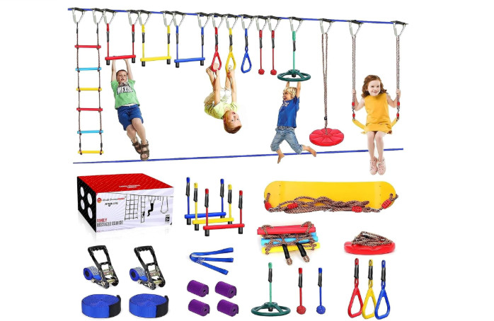 NEW Ninja Warrior Obstacle Course for Kids, Quick Buckles Multiple obstacles, up