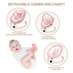 Uuoeebb Baby Swing for Infants, Portable Electric Swings with Pink