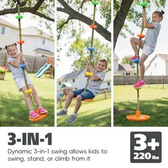 Tree Swing for Kids Rope Swing for Tree Climbing Rope Orange Disc Swing Seat