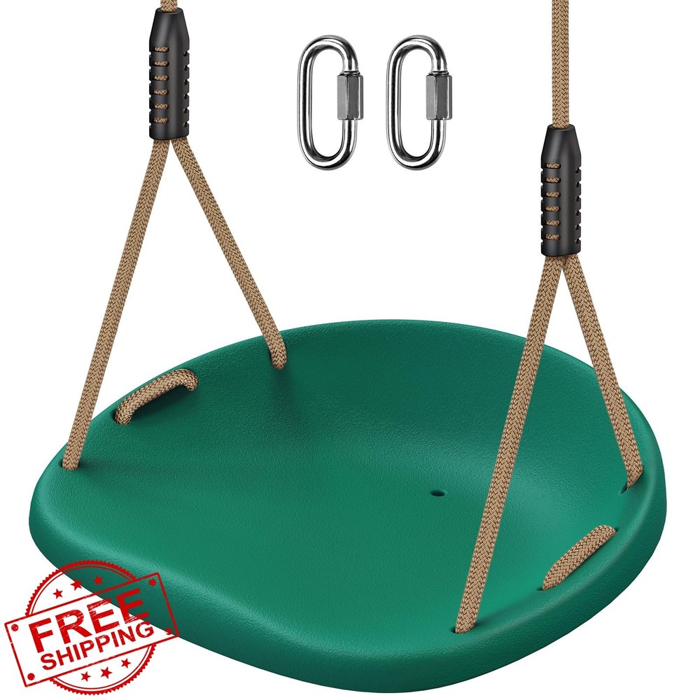 Heavy Duty Swing Seat Green 500LB Capacity Adjustable Rope Carabiners