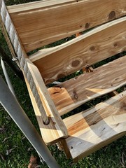 Unique Live Edge Red Cedar Wood Porch Swing with Hand Spliced Rope