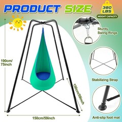 Sensory Swing Stand Frame with Pod Chair and Swing Set Kid Heavy Duty Metal S…