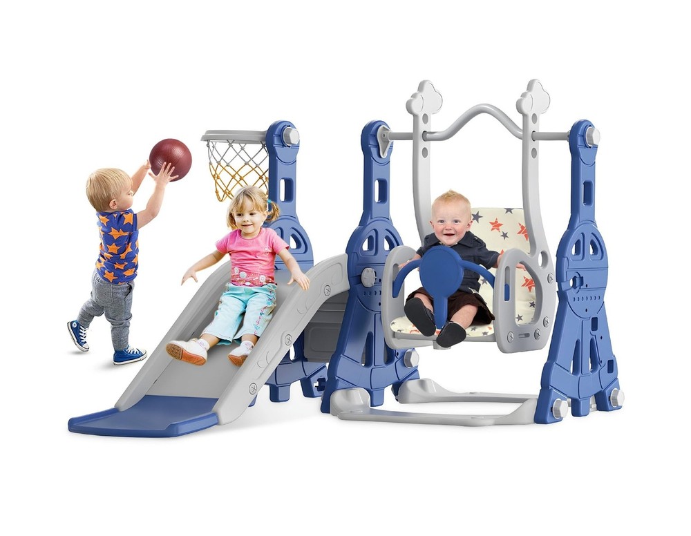 4 in 1 Toddler Slide and Swing Set, Kid Slide for Toddlers Age 1-2, Baby Slid…