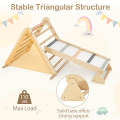 3-in-1 Pikler Triangle Climbing Set Kids Montessori Climbing Toys Wooden Climber