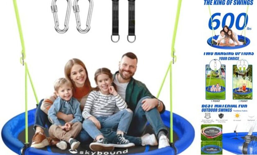 43″ Tree Swing 600LB Weight Capacity with Hanging Carabiners, Waterproof Blue