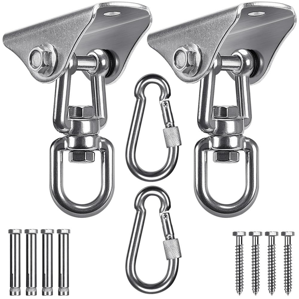 Swing Hangers Stainless Steel Swing Hooks Swivel Swing Mount Hardware w/Carab…
