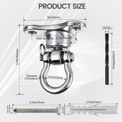 Helffer Heavy Duty Stainless Steel Swing Hanger | 1500 LB Capacity, 360°+180° Sw