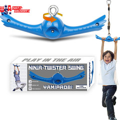 Ninja-Twister Swing Spins Set: Slackline Attachments – 360° Handle Twist-Spin Fl