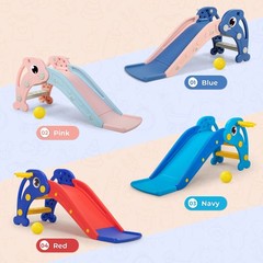 NYEEKOY 3 in 1 Toddler Slide, Indoor Slide 45.28″L x 20.47″W x 19.49″H, Pink
