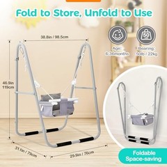 Baby Swing Set for Toddlers 6-36 Months, Foldable & Portable Swing for Gray