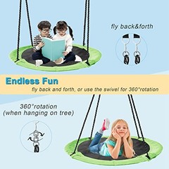 43 inch Saucer Tree Swing for Kids,Flying Round Swing Heavy Duty, Green
