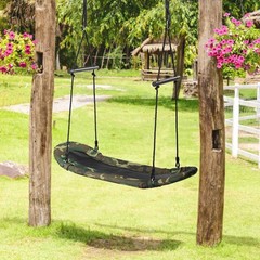 Saucer Tree Swing Surf Kids Outdoor Adjustable Oval Platform Swing Set w/ Handle