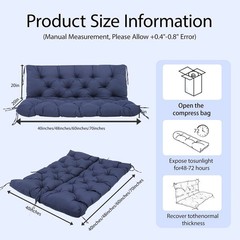 Porch Swing Cushions 60×40 Inch, 5″ Extra Thick Waterproof Outdoor Swing Seat Cu