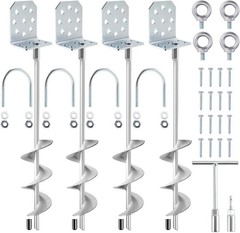 20″ Heavy Duty Ground Screw Anchors w/ L-Brackets for Sheds/Trampoline