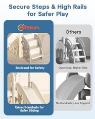 Toddler Slide for Kids, 6 in 1 Indoor Outdoor Toddler Slides Cream&gray