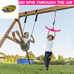 Ninja-Twister Swing Spins Set: Slackline Attachments – 360° Handle Twist-Spin Fl