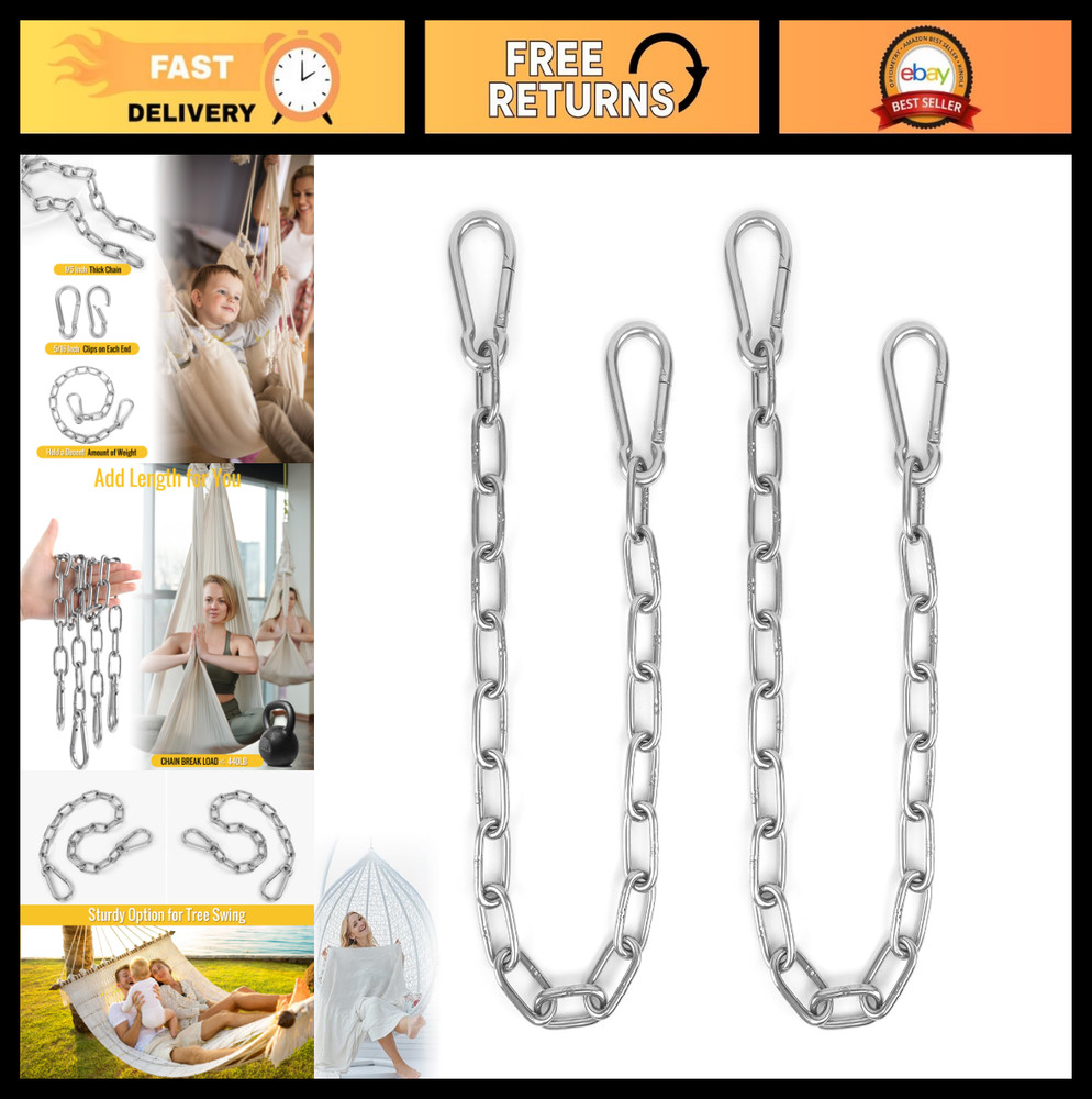 2 Pack Heavy Duty 30″ Extension Chains with Carabiners, 440LB Adjustable Metal f
