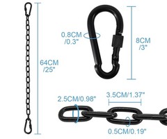 2 Pack 25in Hanging Swing Chain with 4 Carabiners, 440LB Capacity Hanging Kit…