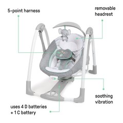 ConvertMe 2-in-1 Compact Portable Baby Swing Infant Seat Vibrations 0-9M