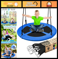 40” Outdoor Saucer Swing with Tree Hang Kit, Adjustable Ropes & Swivel Spinner f