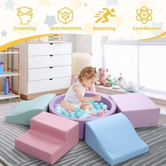 Foam Climbing Blocks for Toddler: with 4-Piece PU Leather Climbing Toys and a…