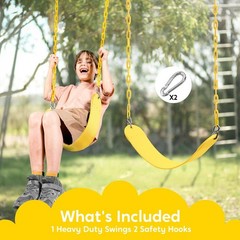 Swing for Outdoor Swing Set – Pack of 1 Seat Kit with Heavy Duty Chains – Bac…