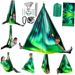 HiCamer Double Layer Sensory Swing for Kids & Adults Holds up to Aurora Green
