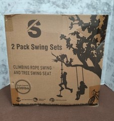 SUNCITY 2 Pack Swing Set, Swing Seat and Tree Climbing Rope Swing