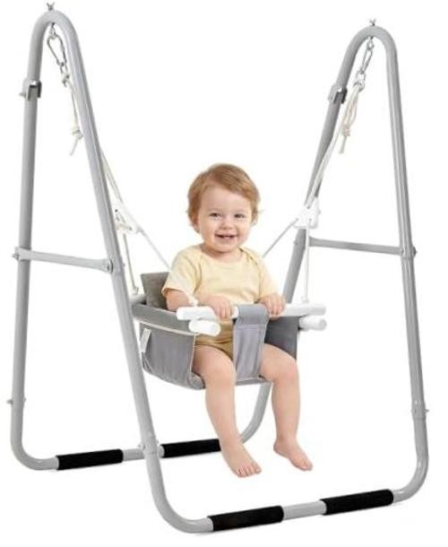 Baby Swing Set for Toddlers 6-36 Months, Foldable & Portable Swing for Gray