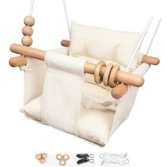 Baby Swing Outdoor Indoor Toddler Swing Seat with Safety Belt, Canvas Hanging…