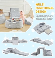 Foam Climbing Blocks with Ball Pit & Stairs for Toddlers Aged 1-3 -Soft Playset