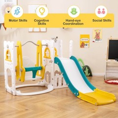 7-in-1 Toddler Slide & Swing Set Indoor Playground for Kids Age 1-3 Years Old