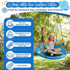 40 Inch round Tree Swing for Kids & Adults, Waterproof Heavy Duty Flying Seat wi
