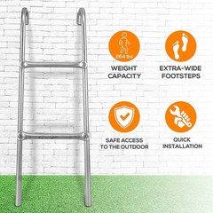2 Step Weather Resistant Galvanized Steel Trampoline Access Climbing Ladder 4.7