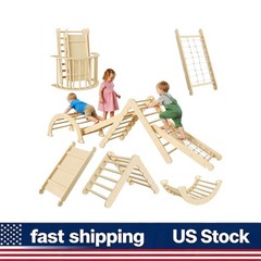 Foldable Wooden Climbing Frame 8-in-1 Toy Arch Ramp Ladder Indoor for Toddlers