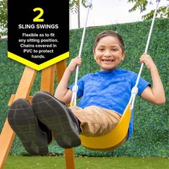 Wooden Swing Set Outdoor Slide Kids Backyard Playground Playset Playhouse AFrame