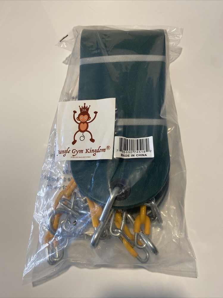 Jungle Gym Kingdom Heavy Plastic Green Swing Seat and Chain and Carabiners