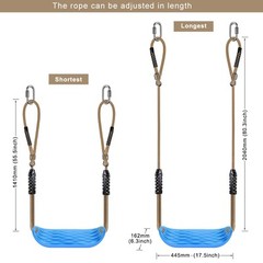 Non-Slip Plastic Swing Seat, Heavy Duty Tree Swing Set with Adjustable Rope &…